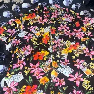 George Black and Pink Casual Button Down Shirt with Floral Design